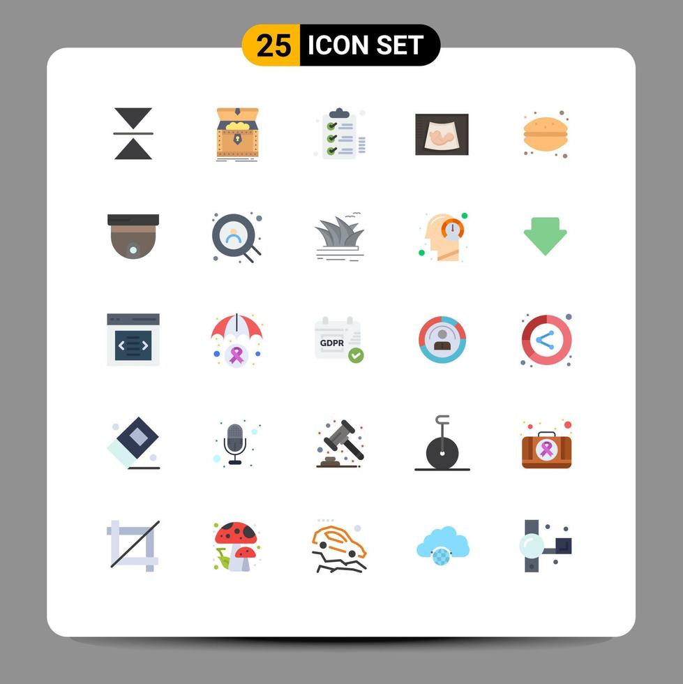 paquete de 25 colores planos creativos de lista de verificación de sonograma de ultrasonido embarazo para elementos de diseño vectorial editables vector