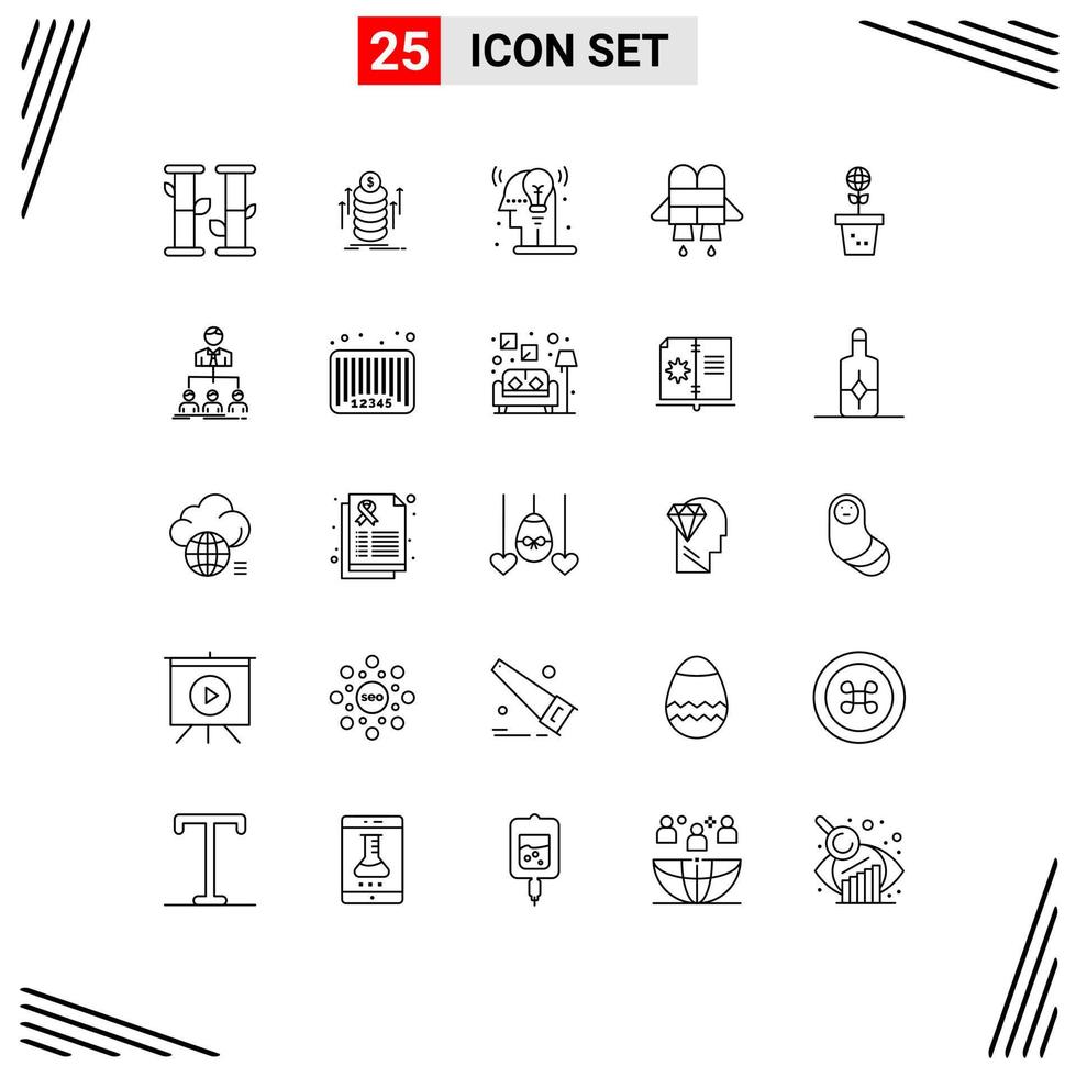 Pack of 25 creative Lines of plant mold process environment jetpack Editable Vector Design Elements