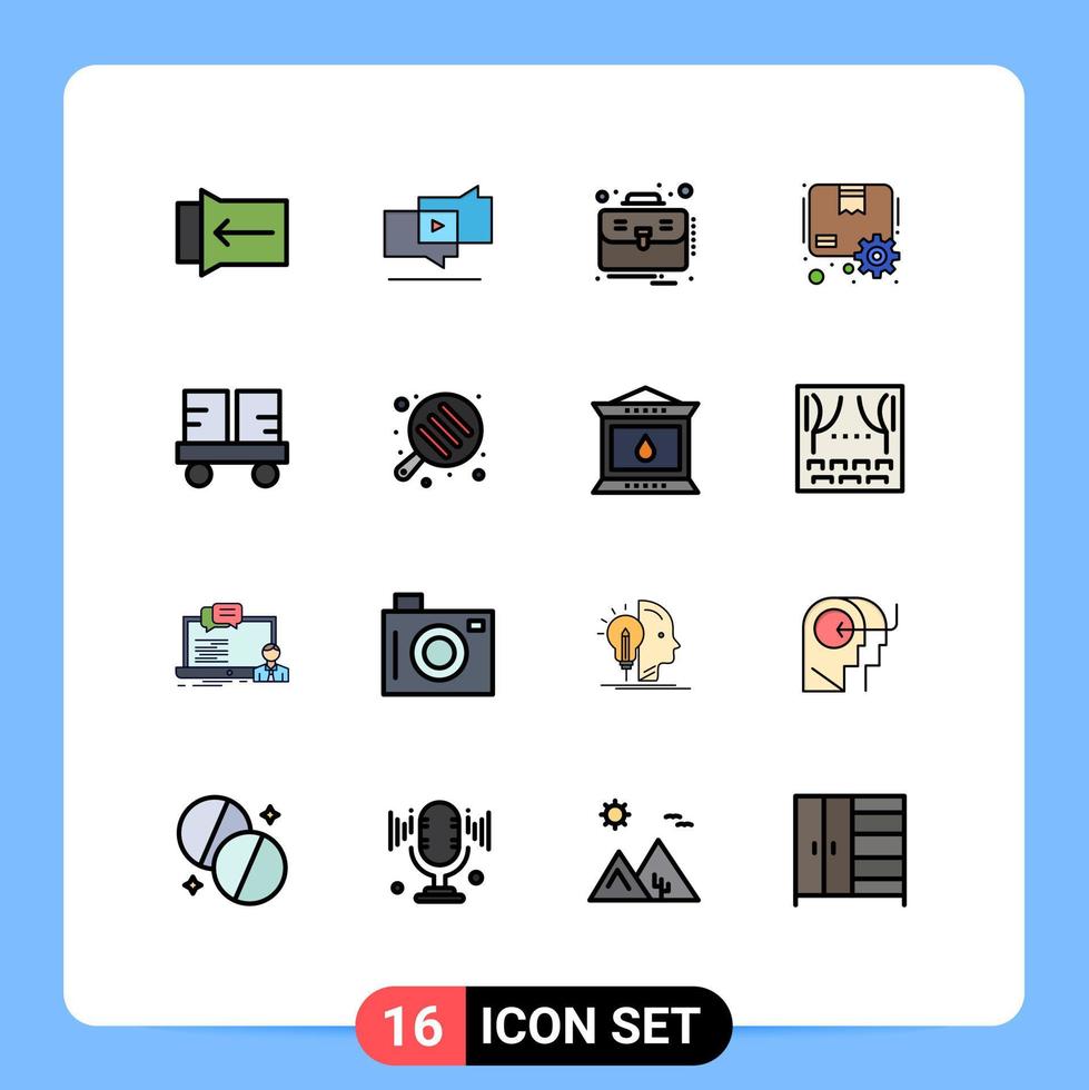 Set of 16 Modern UI Icons Symbols Signs for forklift caterpillar vehicles business gear package Editable Creative Vector Design Elements