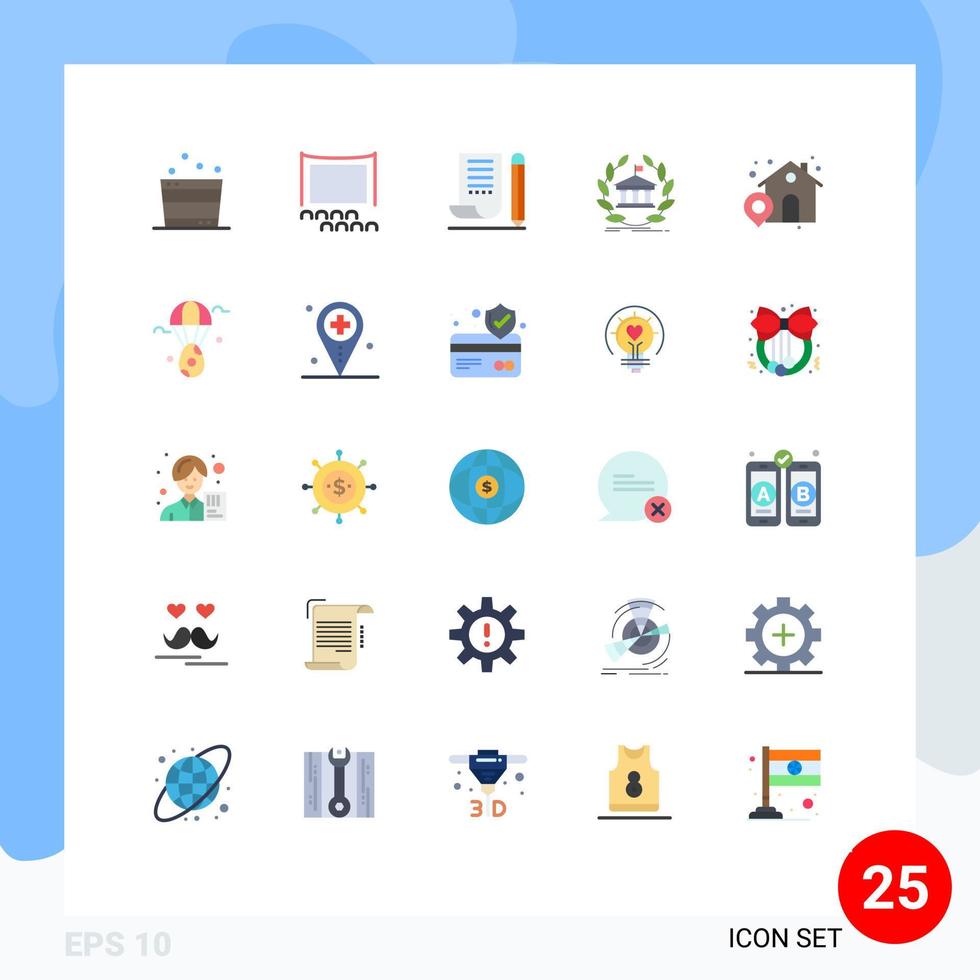 Pictogram Set of 25 Simple Flat Colors of building online jotter banking scratch pad Editable Vector Design Elements