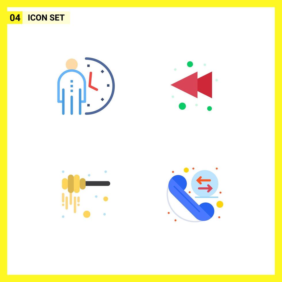 User Interface Pack of 4 Basic Flat Icons of clock honey optimization left nectar Editable Vector Design Elements