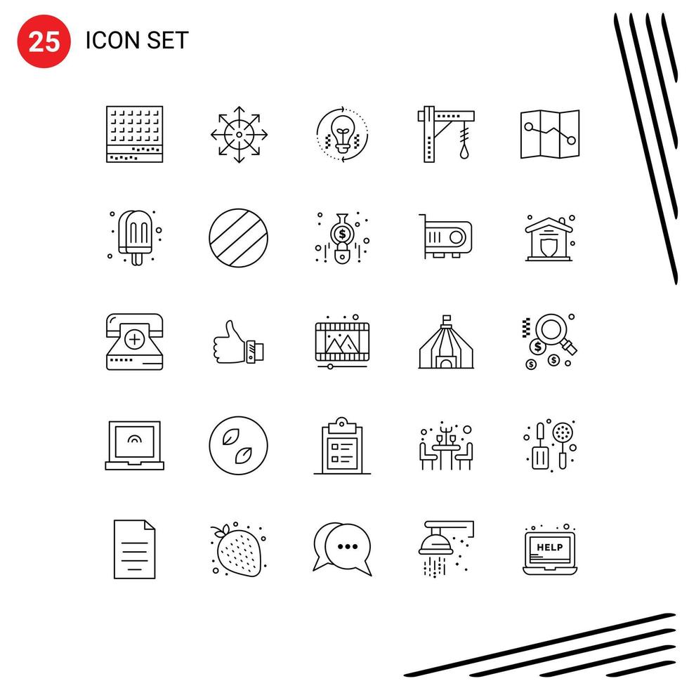 25 Universal Lines Set for Web and Mobile Applications electric brightness news refresh light Editable Vector Design Elements