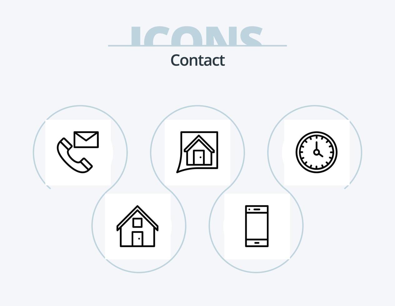 paquete de iconos de línea de contacto 5 diseño de iconos. contacto. llamar. mensaje. correo. Contáctenos vector