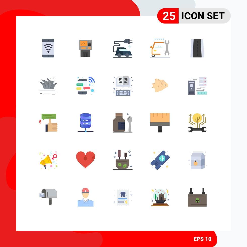 Universal Icon Symbols Group of 25 Modern Flat Colors of service maintenance finance car electric car Editable Vector Design Elements