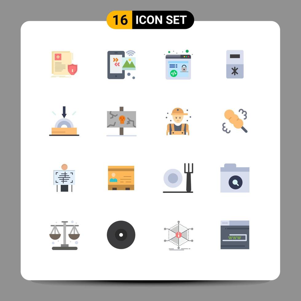 16 Flat Color concept for Websites Mobile and Apps download refrigerator iot kitchen browser seo Editable Pack of Creative Vector Design Elements