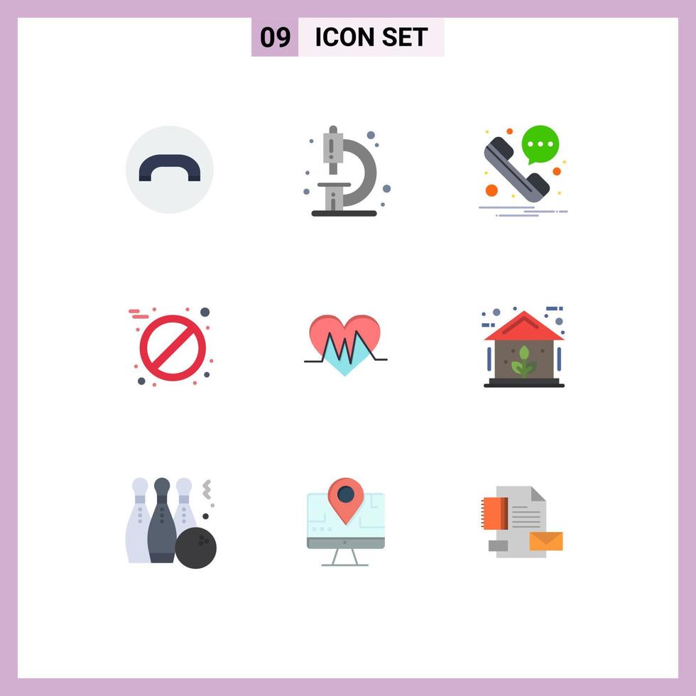 9 Flat Color concept for Websites Mobile and Apps pulse heart message medical pill Editable Vector Design Elements