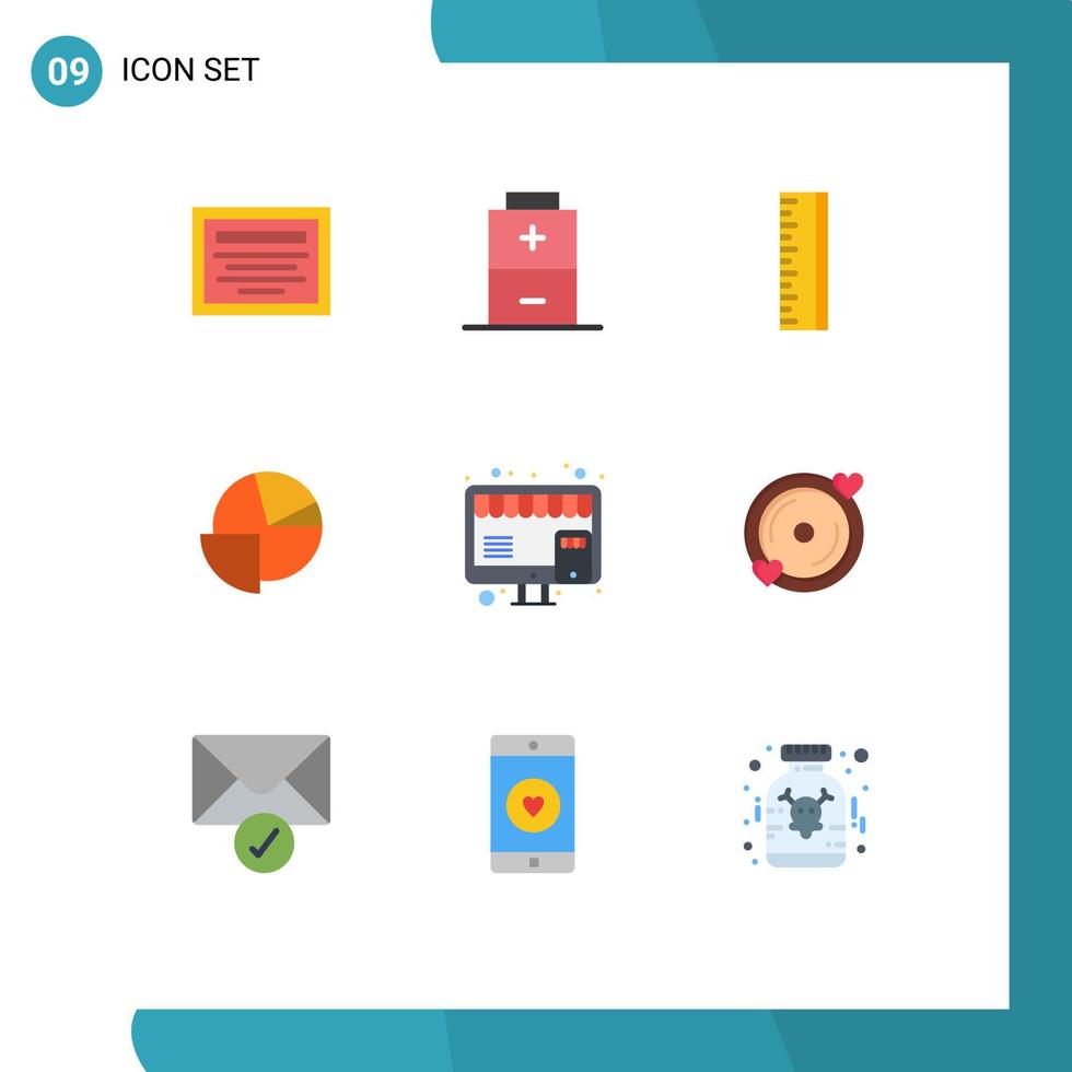 Editable Vector Line Pack of 9 Simple Flat Colors of disk shop designer online graph Editable Vector Design Elements