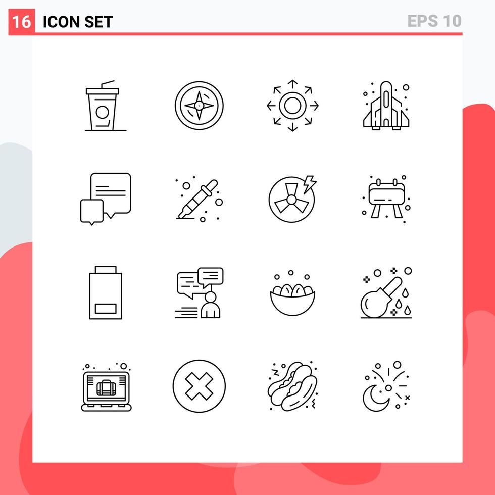 Pack of 16 creative Outlines of color picker conversation circle chat game Editable Vector Design Elements