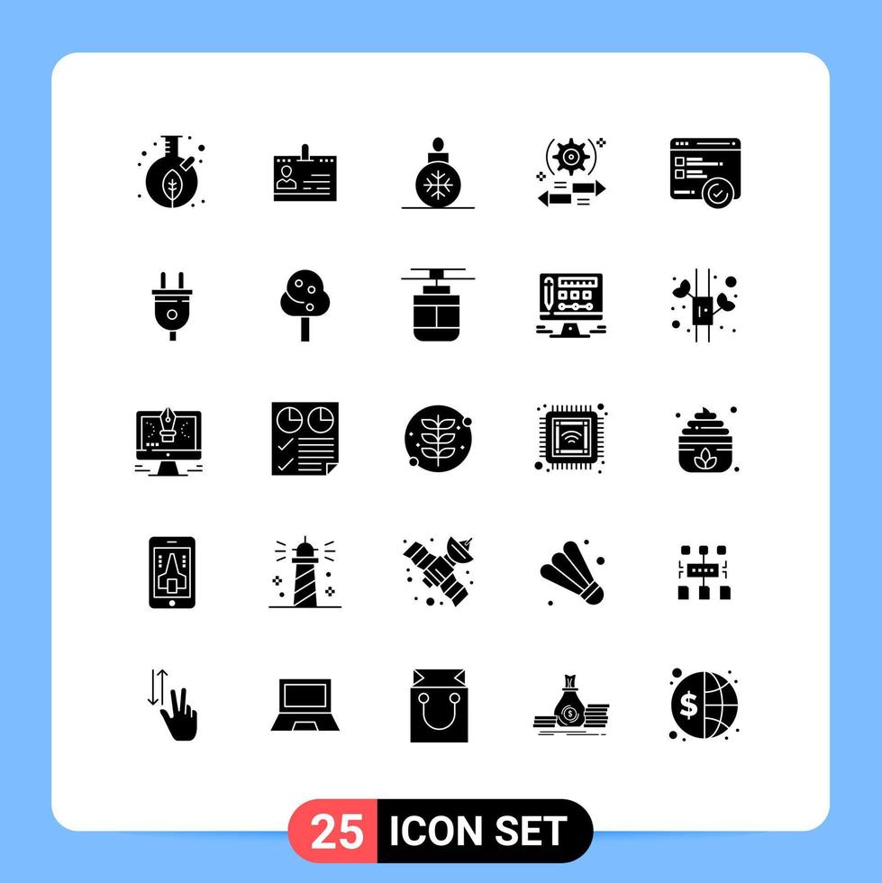 conjunto de 25 iconos de interfaz de usuario modernos símbolos signos para decoración de engranajes id bola de navidad elementos de diseño vectorial editables vector