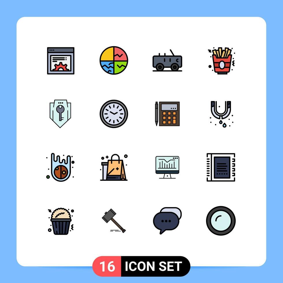 16 Creative Icons Modern Signs and Symbols of security key hummer access food Editable Creative Vector Design Elements