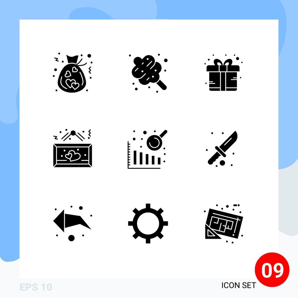 Stock Vector Icon Pack of 9 Line Signs and Symbols for business intelligence love box heart board Editable Vector Design Elements