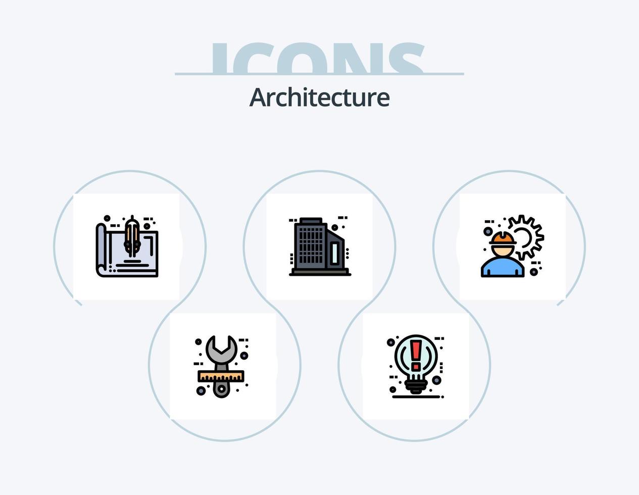 paquete de iconos llenos de línea de arquitectura 5 diseño de iconos. idea. borrador. edificio. negocio. dibujo vector