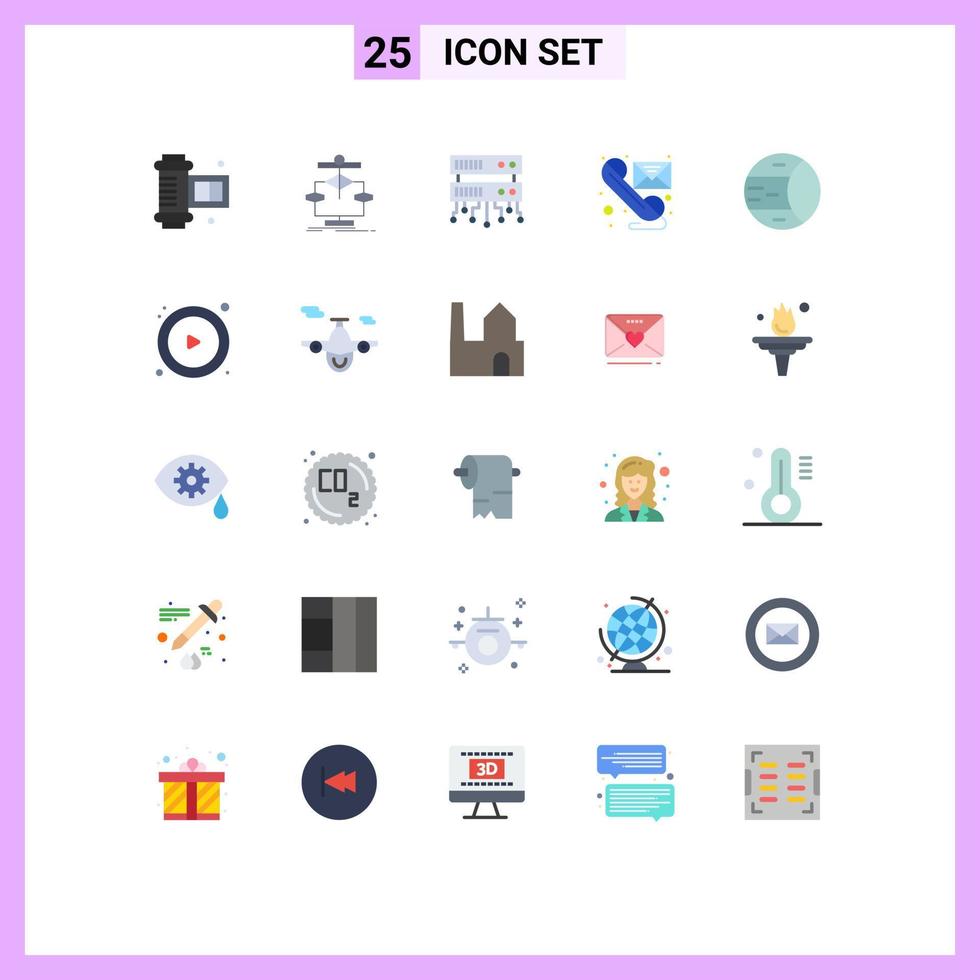 Universal Icon Symbols Group of 25 Modern Flat Colors of science telephone database server send message Editable Vector Design Elements