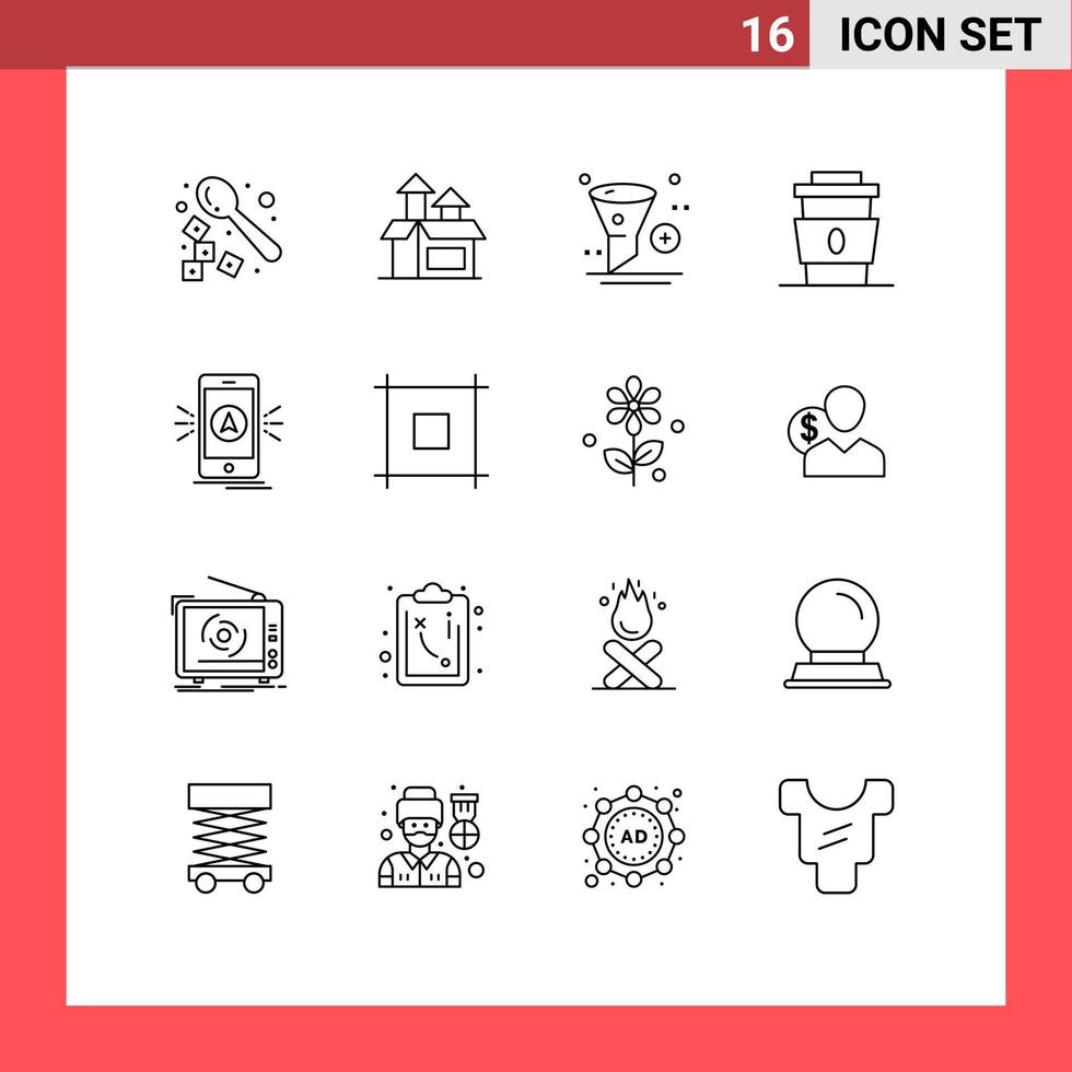 Stock Vector Icon Pack of 16 Line Signs and Symbols for food drink add cup filter Editable Vector Design Elements