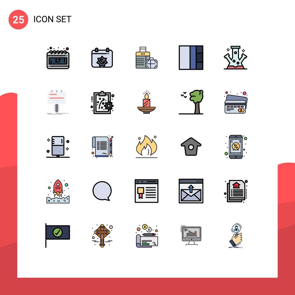 25 User Interface Filled line Flat Color Pack of modern Signs and Symbols of technology molecule bag knowledge layout Editable Vector Design Elements