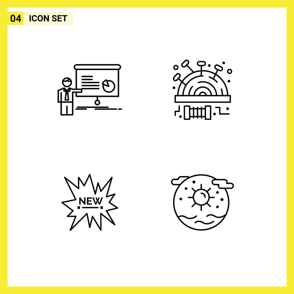 Stock Vector Icon Pack of 4 Line Signs and Symbols for graph ecommerce report pincushion tag Editable Vector Design Elements