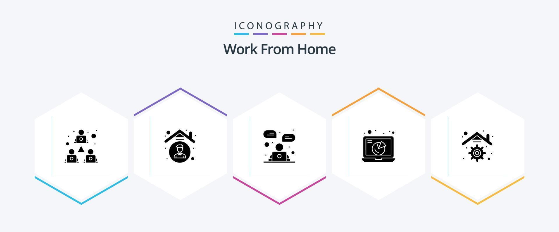 Work From Home 25 Glyph icon pack including sharing. communication. employee. chart. communication vector