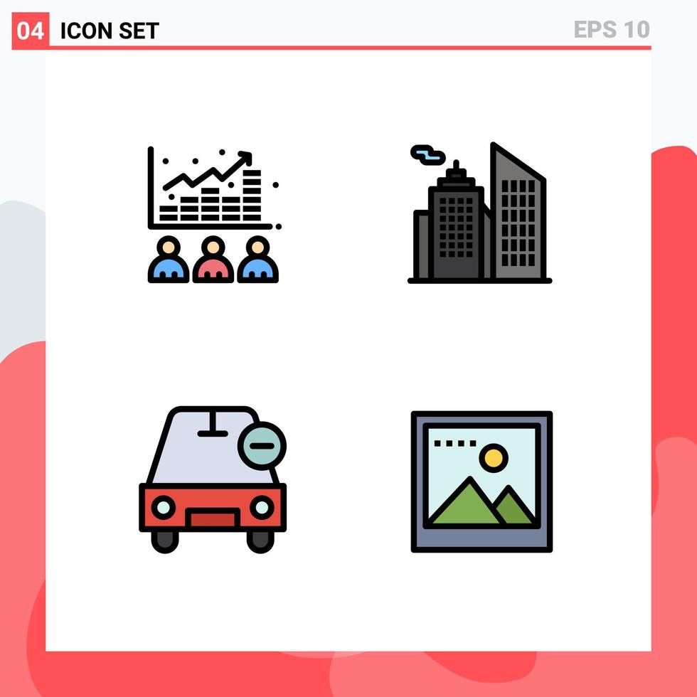 Set of 4 Modern UI Icons Symbols Signs for broker delete market business minus Editable Vector Design Elements