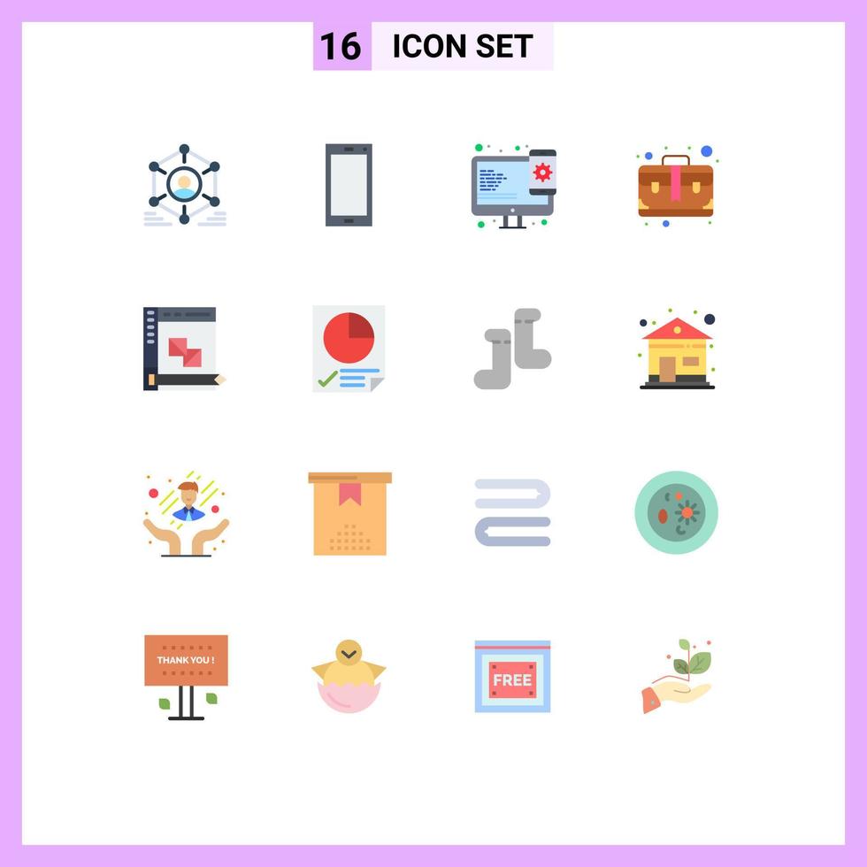 conjunto de 16 iconos modernos de la interfaz de usuario signos de símbolos para el paquete breve de elementos de diseño de vectores creativos de la bolsa de Android editable en la web