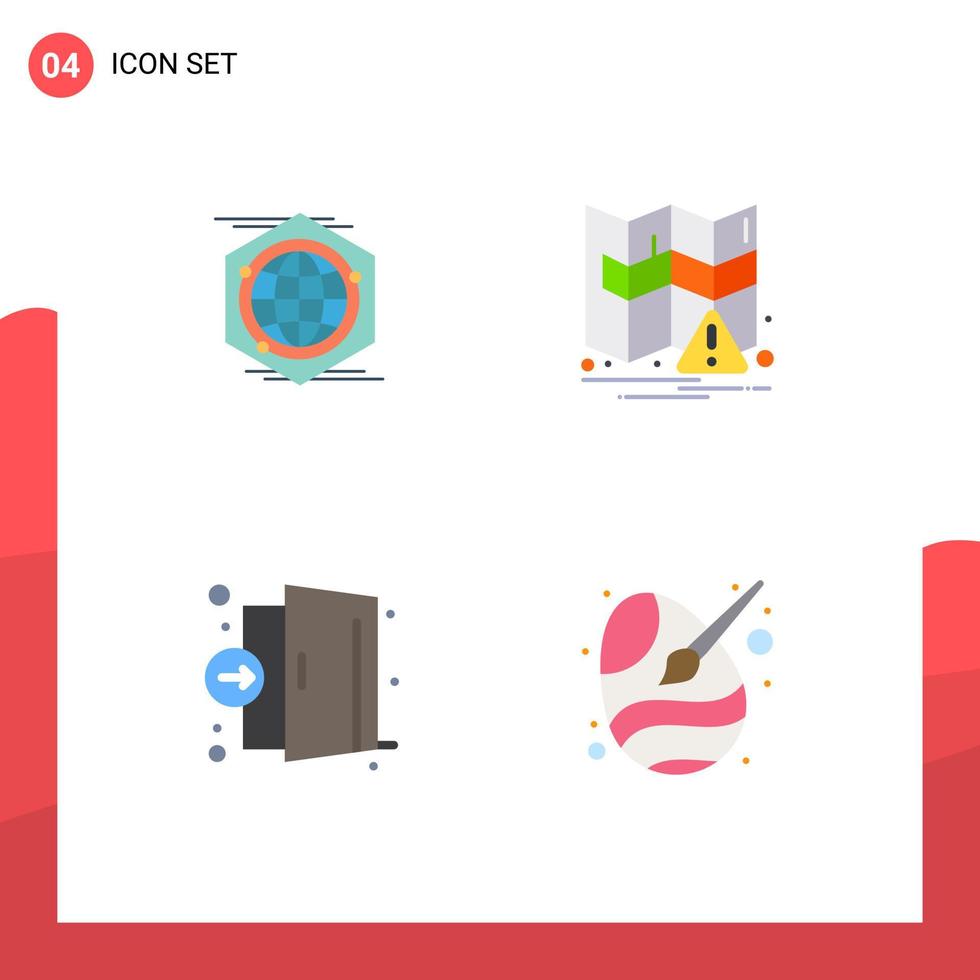 Pack of 4 Modern Flat Icons Signs and Symbols for Web Print Media such as globe er idea notification medical Editable Vector Design Elements