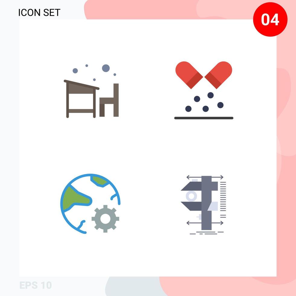 Modern Set of 4 Flat Icons and symbols such as chair connect learn medication internet Editable Vector Design Elements