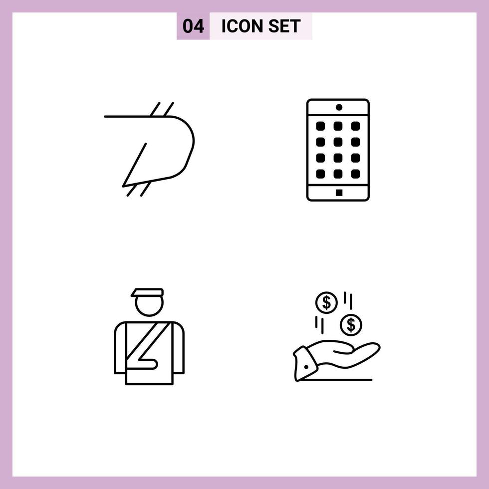 4 Universal Filledline Flat Colors Set for Web and Mobile Applications digibyte hotel crypto currency mobile application service Editable Vector Design Elements