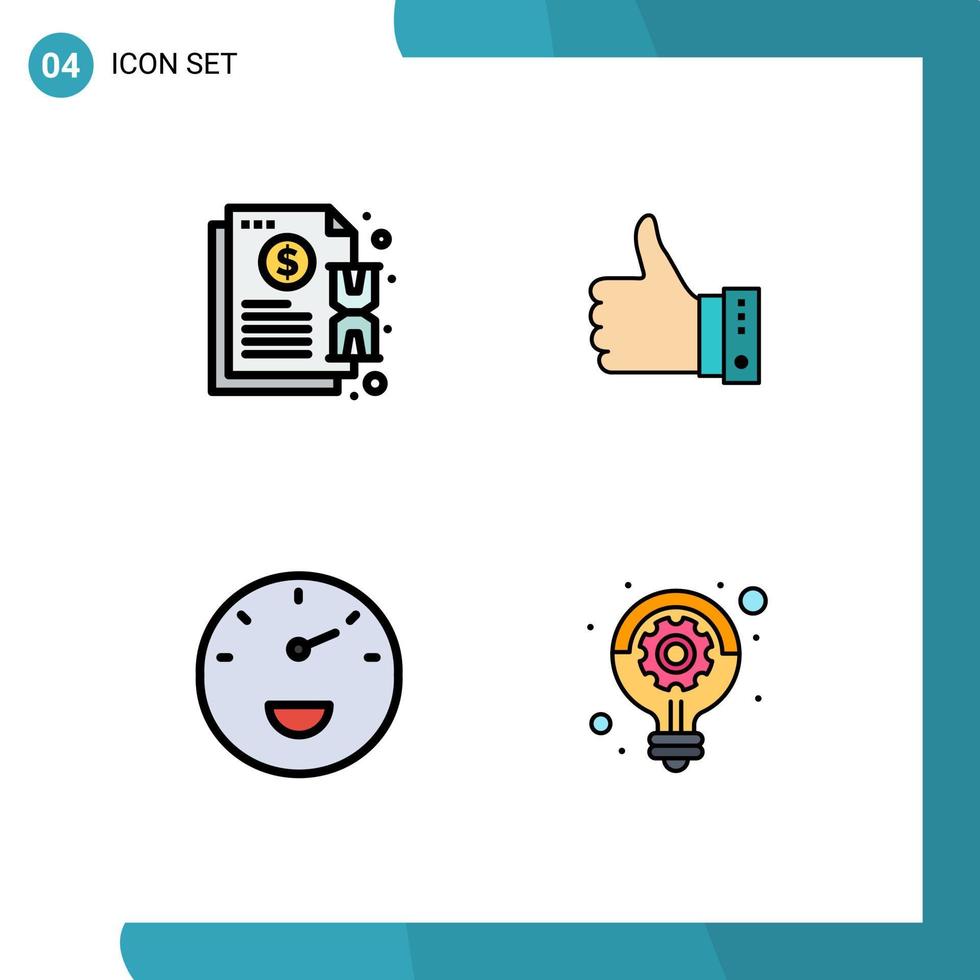 Universal Icon Symbols Group of 4 Modern Filledline Flat Colors of contract thumbs notification finger yes Editable Vector Design Elements