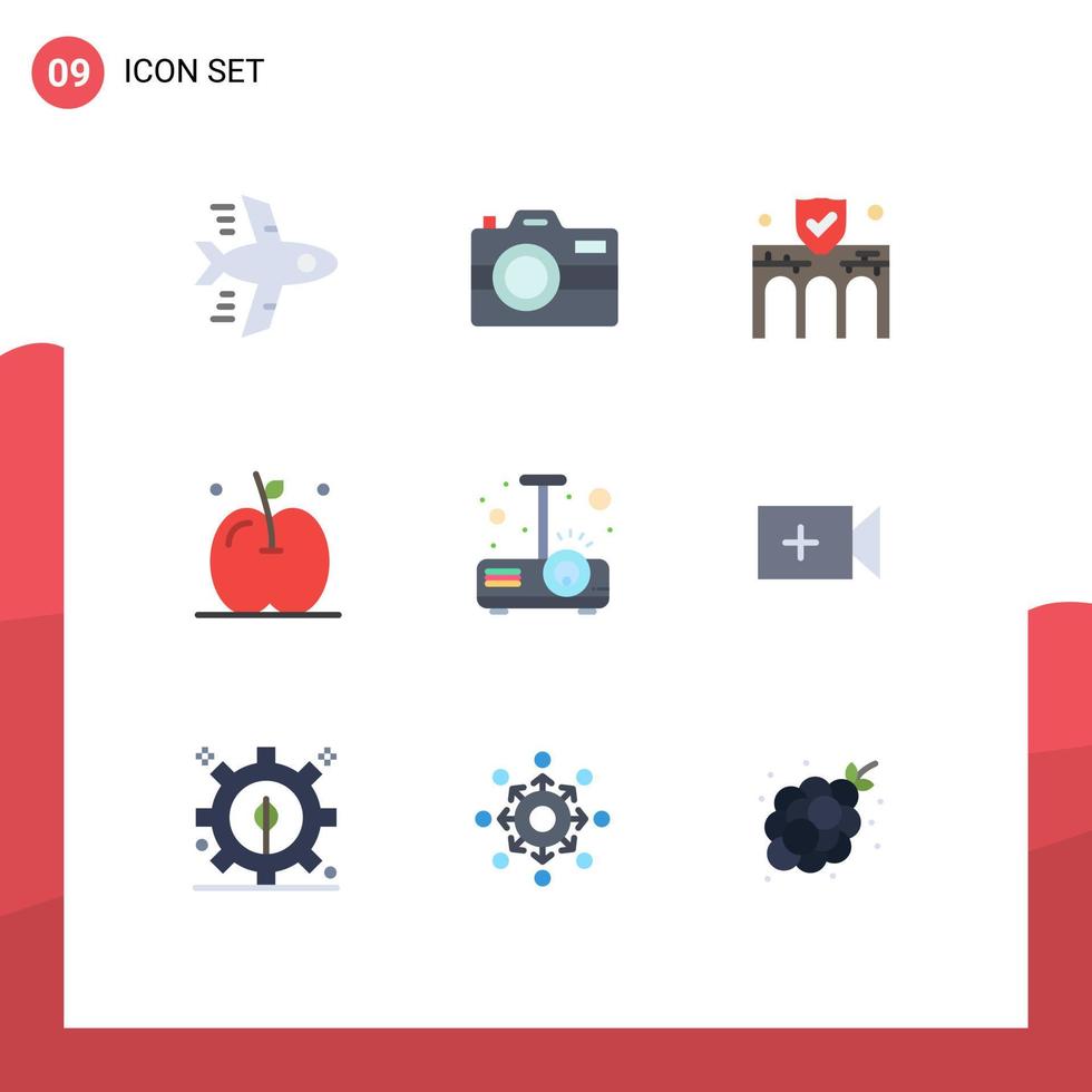 Set of 9 Modern UI Icons Symbols Signs for projector beamer business thanksgiving apple Editable Vector Design Elements