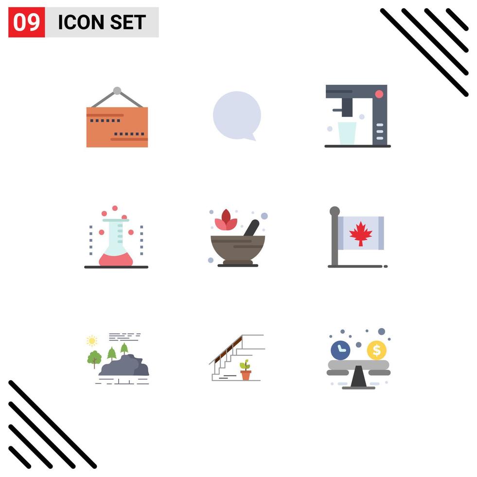 Modern Set of 9 Flat Colors and symbols such as mortar laboratory drink hospital health Editable Vector Design Elements