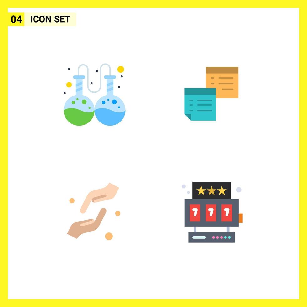 Modern Set of 4 Flat Icons Pictograph of flask paper sticky notes faith Editable Vector Design Elements