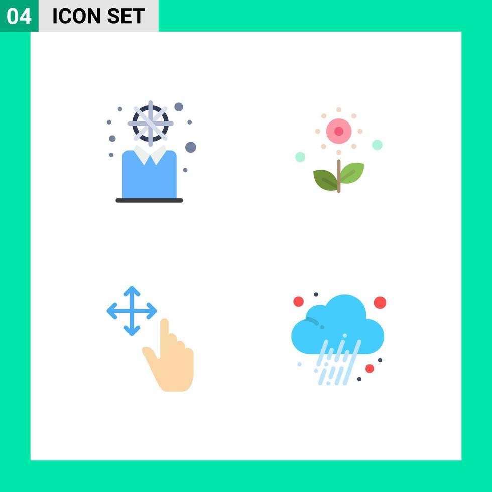 Set of 4 Modern UI Icons Symbols Signs for business gesture personal rose journalist Editable Vector Design Elements