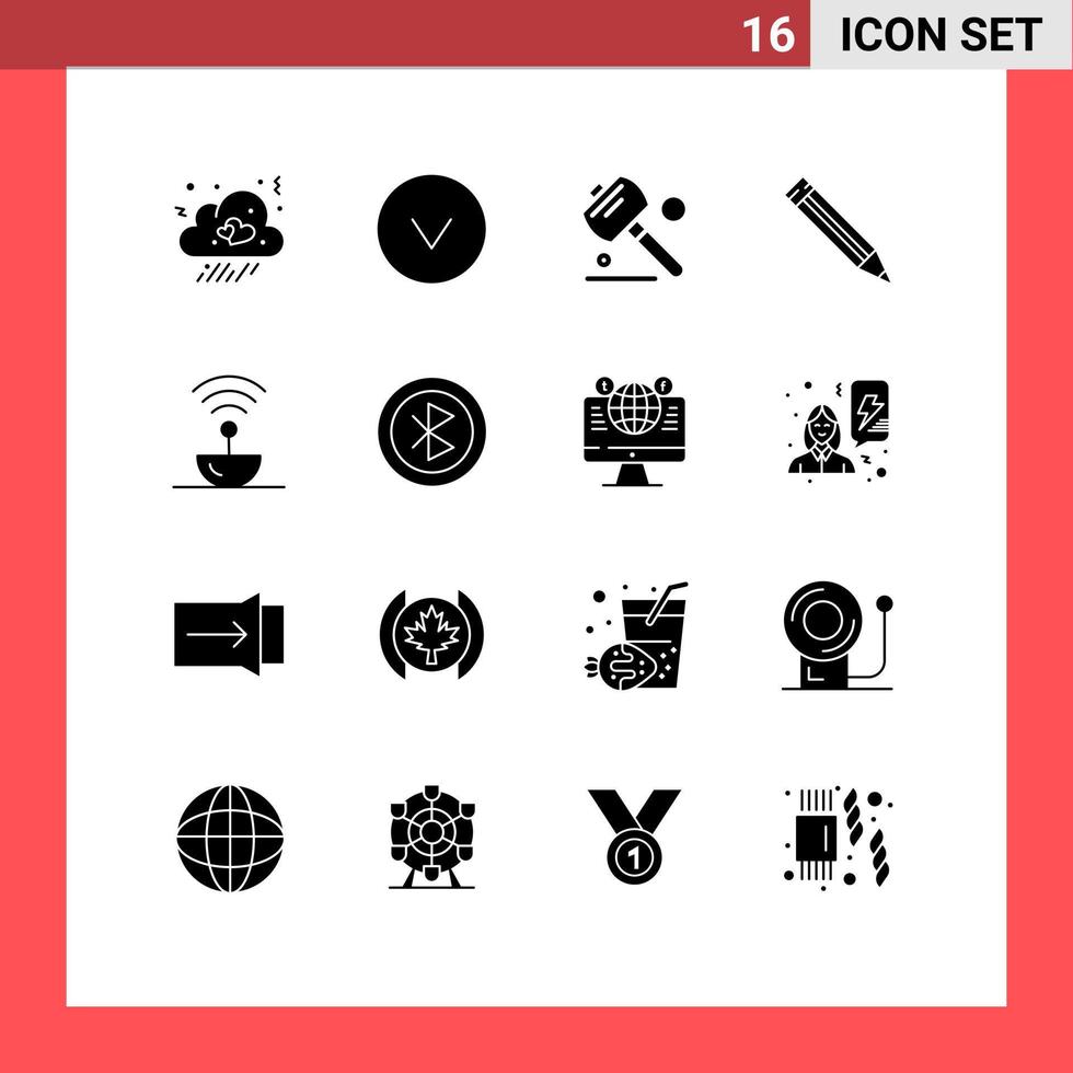 Set of 16 Modern UI Icons Symbols Signs for space science hand steel school Editable Vector Design Elements