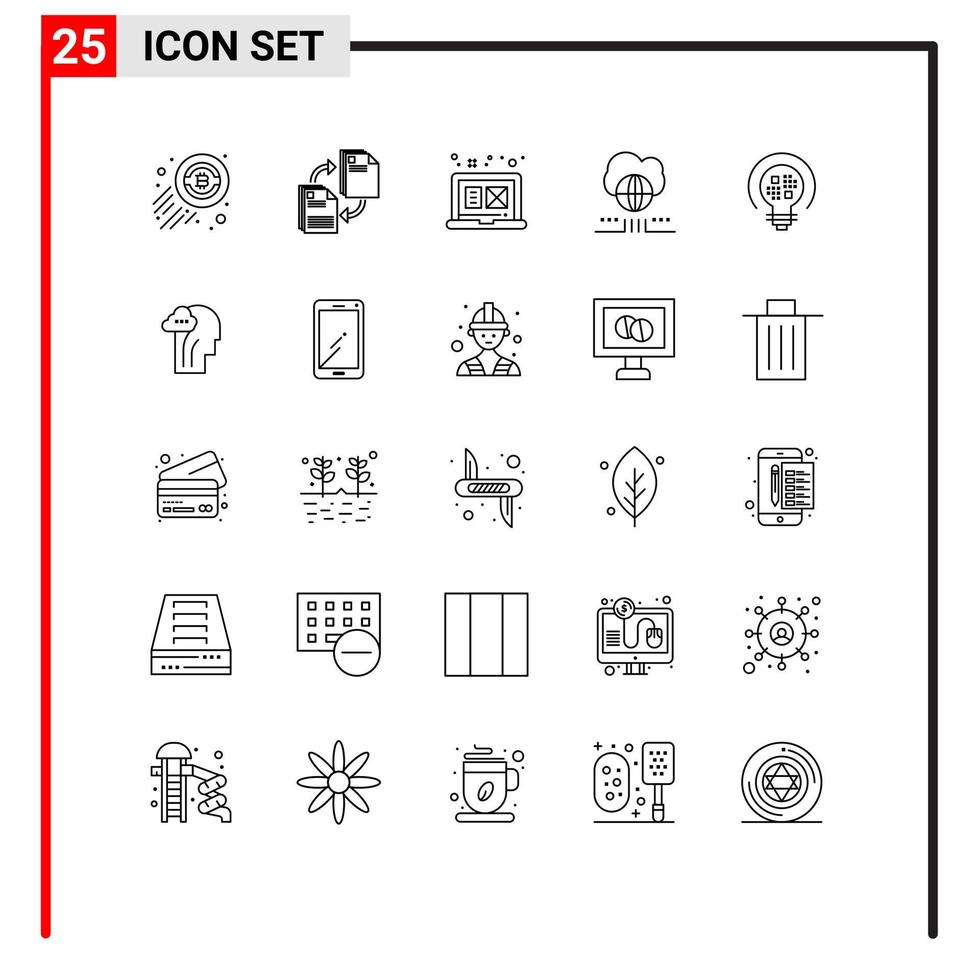 25 Universal Lines Set for Web and Mobile Applications data network copying marketing graphic design Editable Vector Design Elements