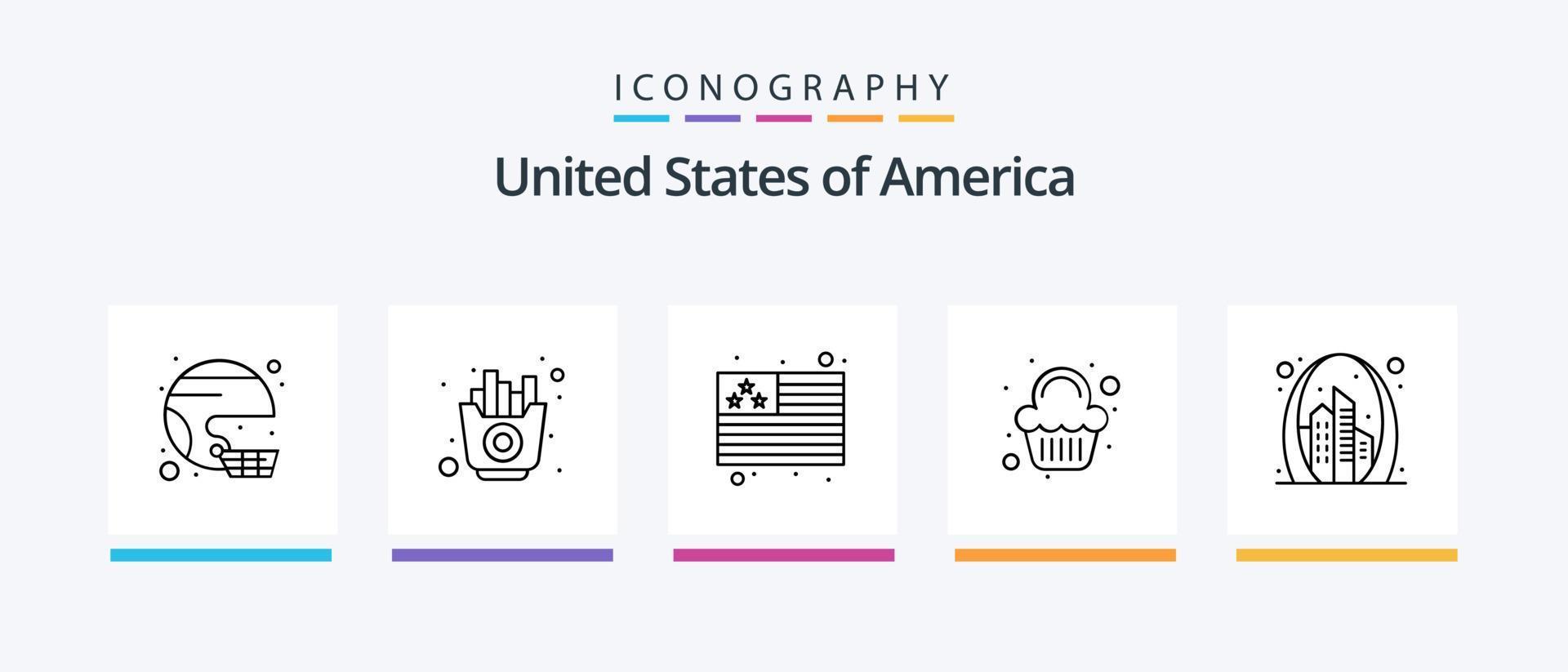 Usa Line 5 Icon Pack Including usa. country. ball. heart. flag. Creative Icons Design vector