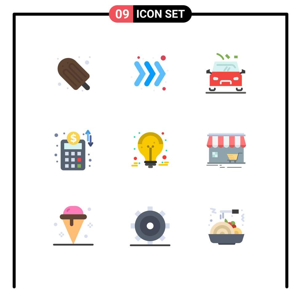 9 Universal Flat Color Signs Symbols of grand sale collect danger ideas business network Editable Vector Design Elements