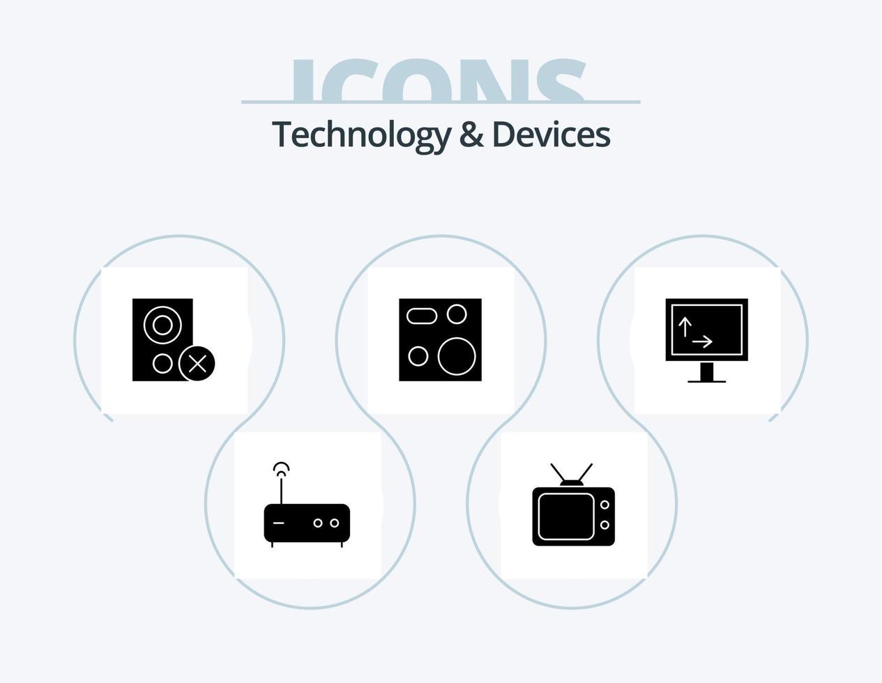 Devices Glyph Icon Pack 5 Icon Design. tv. products. gadget. plate. devices vector