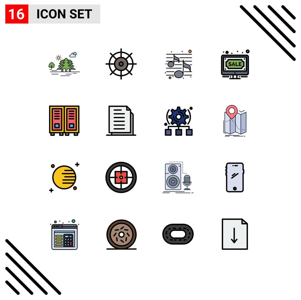 16 iconos creativos signos y símbolos modernos de educación música en línea subasta en Internet elementos de diseño de vectores creativos editables