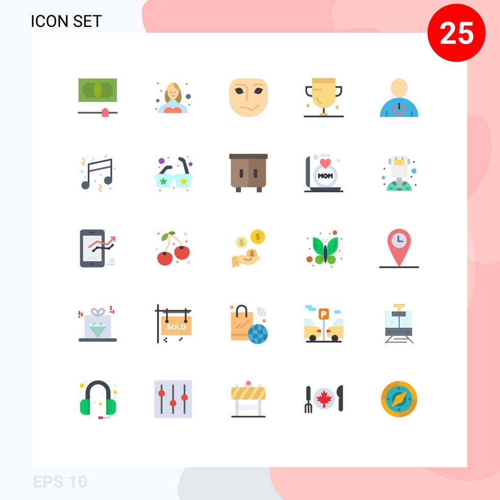 25 Flat Color concept for Websites Mobile and Apps avatar medal cheerful cup achievement Editable Vector Design Elements