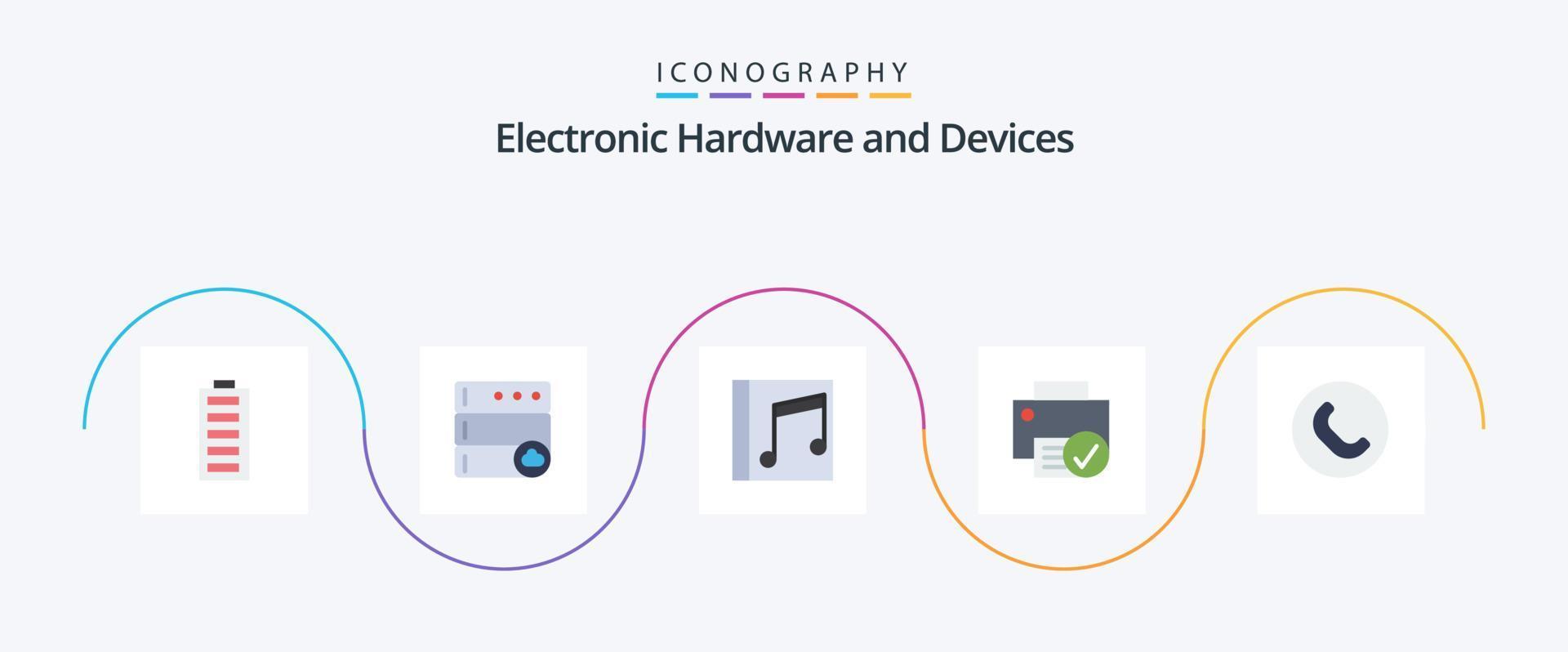 Devices Flat 5 Icon Pack Including hardware. devices. album. connected. songs vector