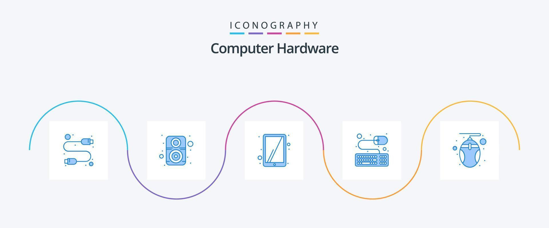 Computer Hardware Blue 5 Icon Pack Including technology. hardware. ipad. computer. keyboard vector