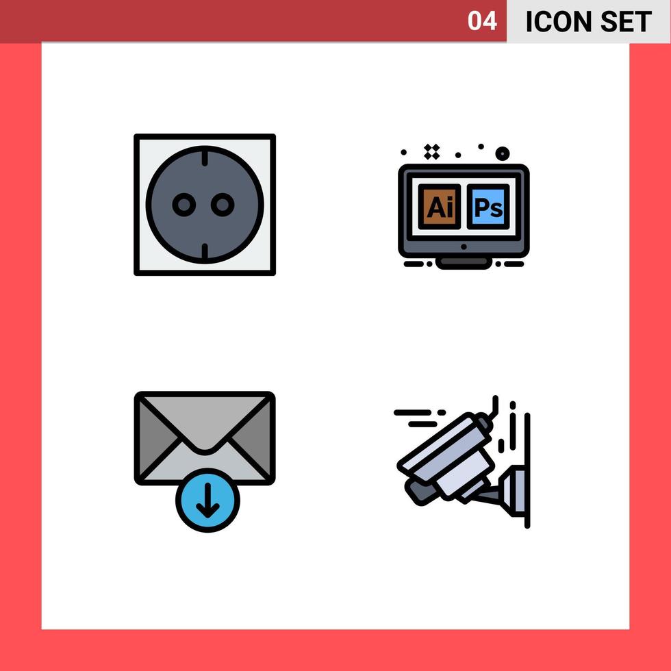 Group of 4 Modern Filledline Flat Colors Set for electric send hex ai image Editable Vector Design Elements