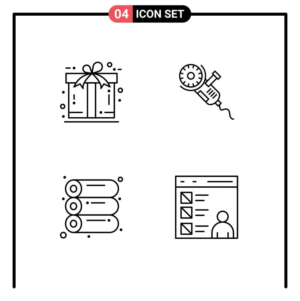 4 Universal Filledline Flat Colors Set for Web and Mobile Applications ecommerce machine present power printing Editable Vector Design Elements