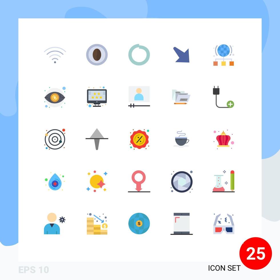 Set of 25 Modern UI Icons Symbols Signs for network internet bolt globe down Editable Vector Design Elements
