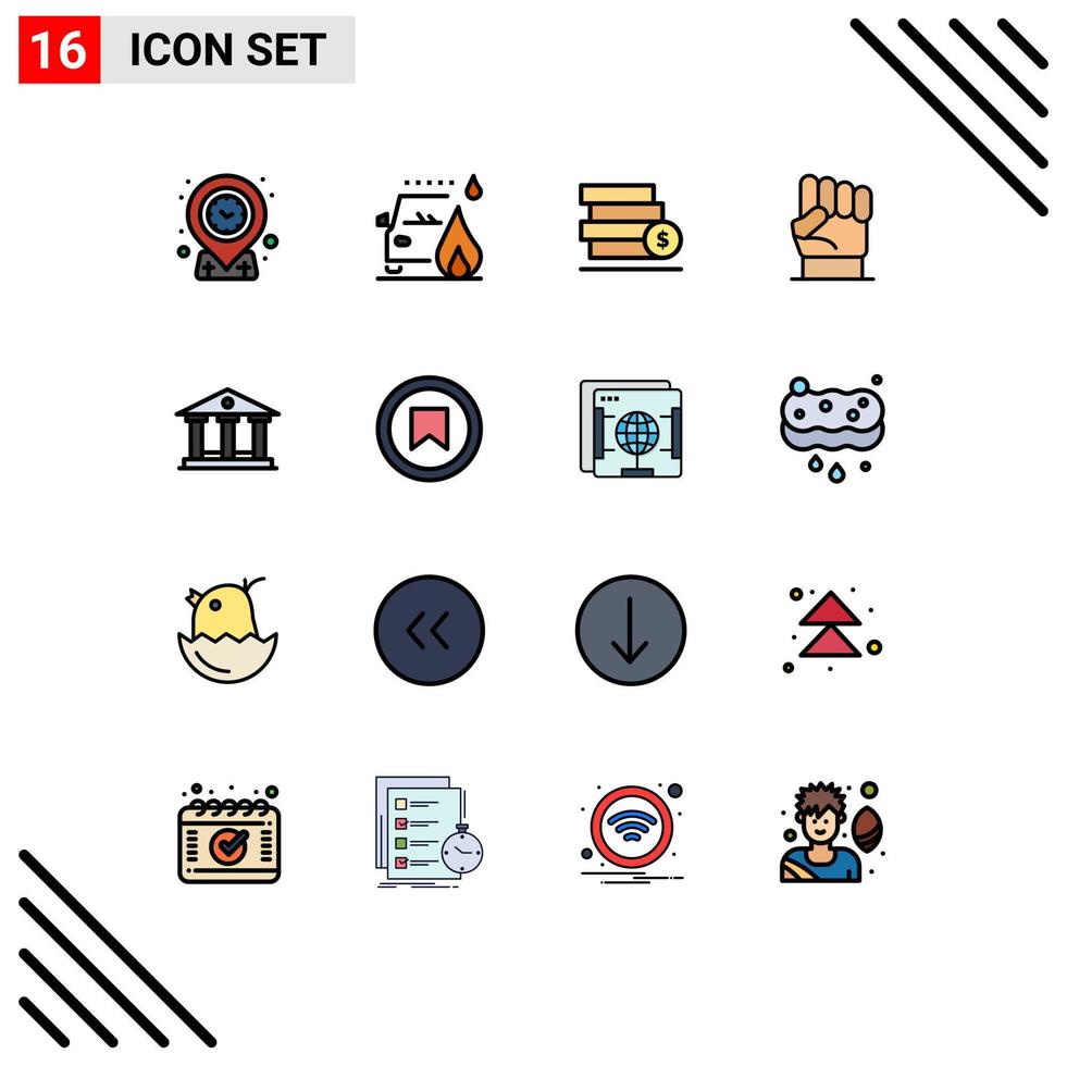 Stock Vector Icon Pack of 16 Line Signs and Symbols for bank power money human freedom Editable Creative Vector Design Elements