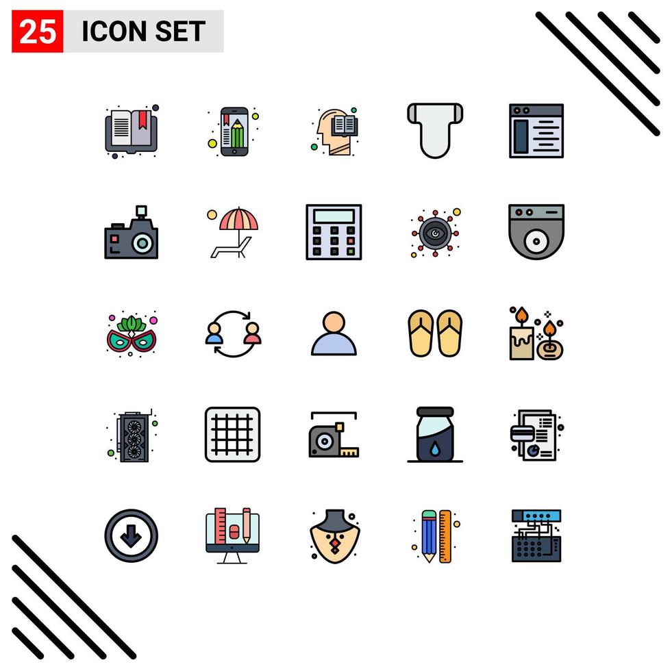 paquete de iconos vectoriales de stock de 25 signos y símbolos de línea para pañales web resúmenes de libros mente elementos de diseño vectorial editables vector