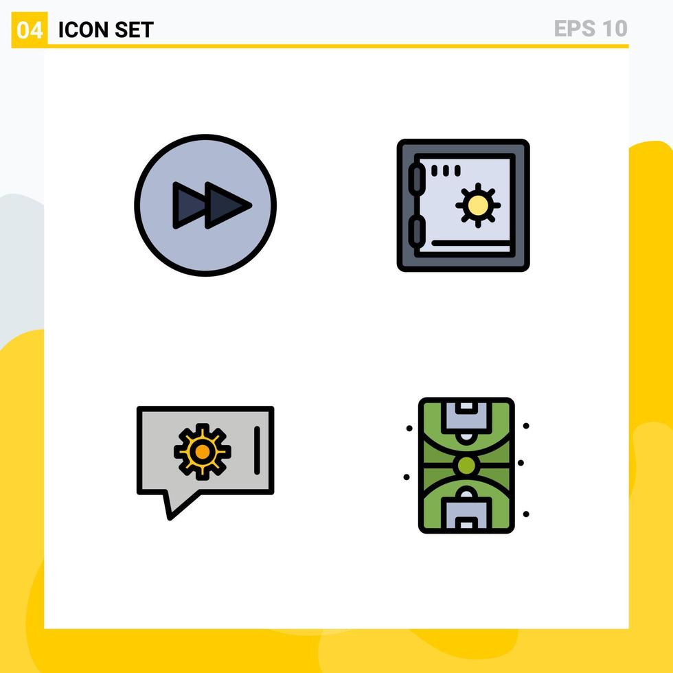 Pack of 4 Modern Filledline Flat Colors Signs and Symbols for Web Print Media such as circle city bank chat preferences ground Editable Vector Design Elements
