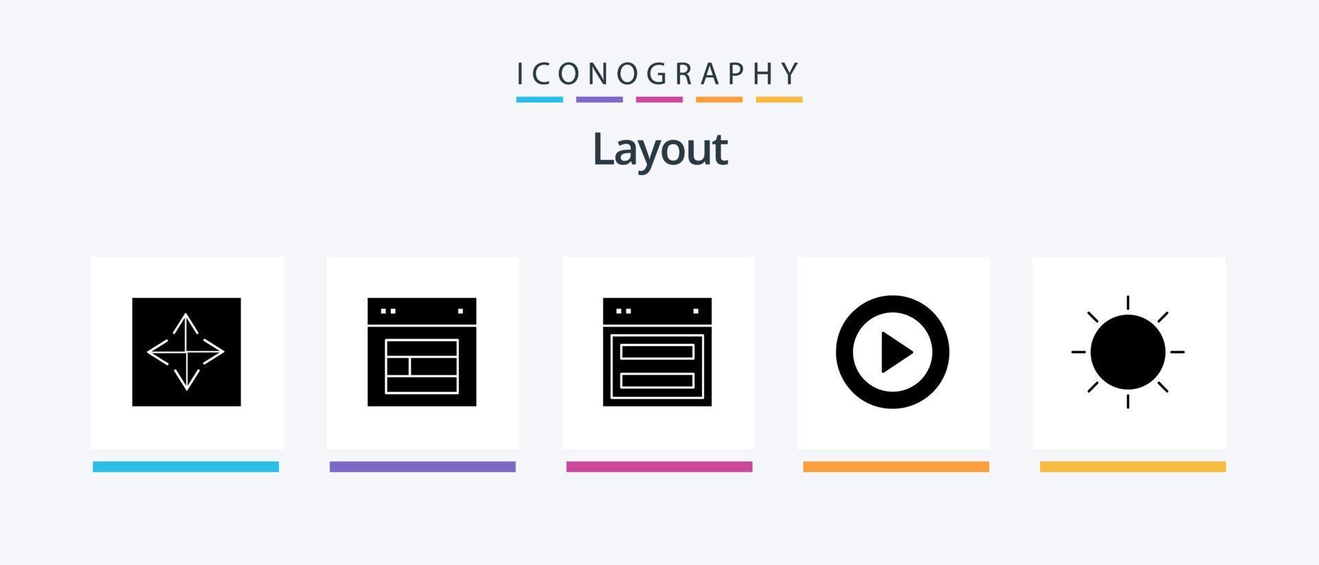 Layout Glyph 5 Icon Pack Including layout. design. web. ux. layout. Creative Icons Design vector