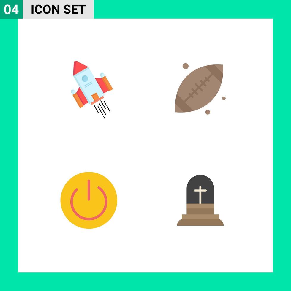 Modern Set of 4 Flat Icons and symbols such as space craft eco rocket footbal energy Editable Vector Design Elements