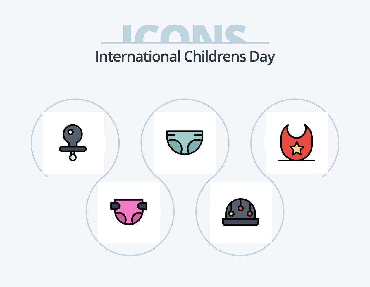 Baby Line Filled Icon Pack 5 Icon Design. preserves. baby. diagnostics. toy. child vector
