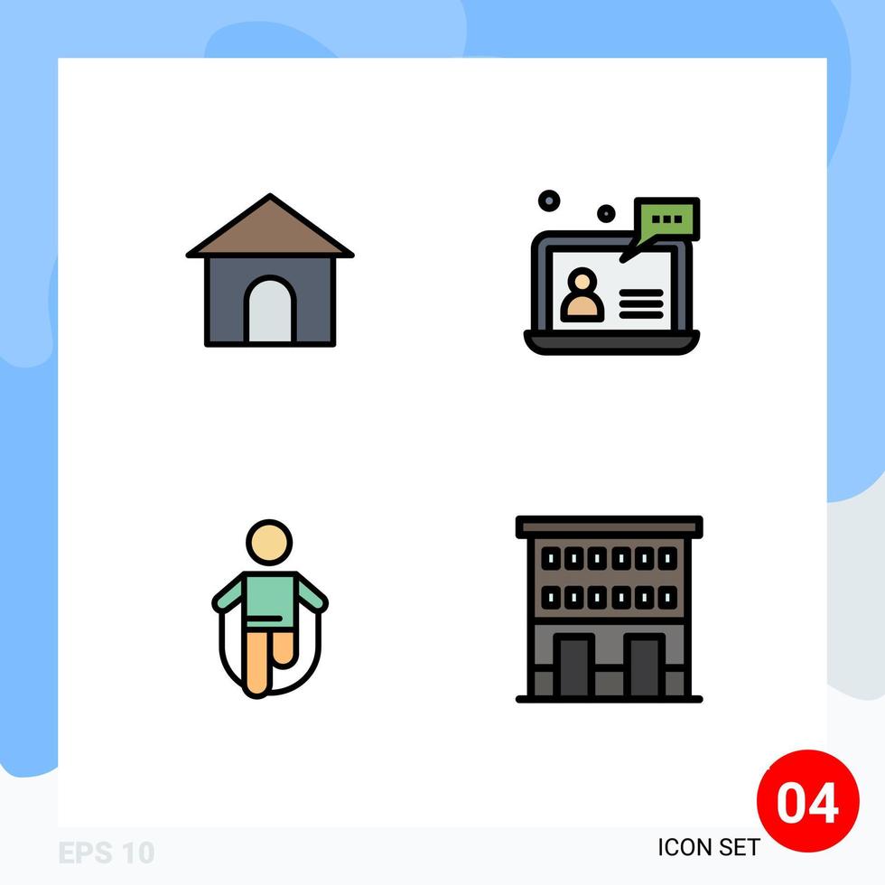 conjunto de 4 iconos modernos de la interfaz de usuario signos de símbolos para la actividad de construcción usuario de la tienda que salta elementos de diseño vectorial editables vector